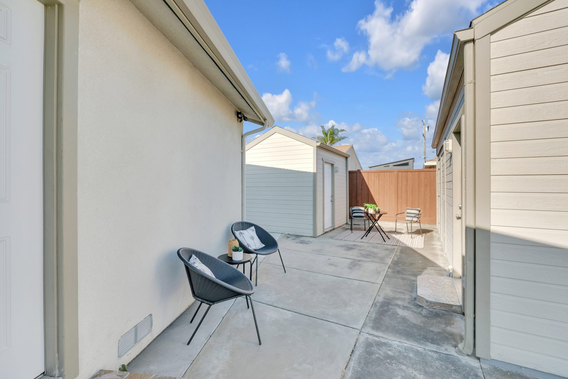 Private courtyard between structures